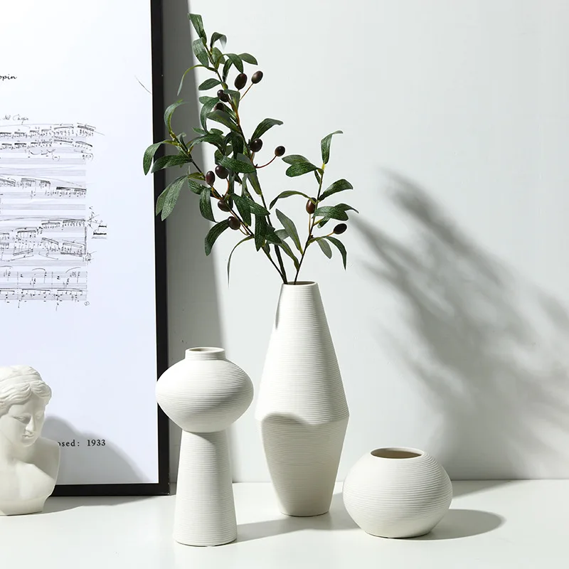 Handcrafted Jingdezhen Wabi-Sabi Vase, Brushed Stoneware for Dried Flowers