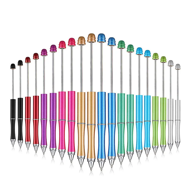 

54Pcs Metal Beadable Pens for DIY Ppl Beads Pens Ballpoint Pen Ball Pen Black Ink Rollerball Pen for Kids Students Presents