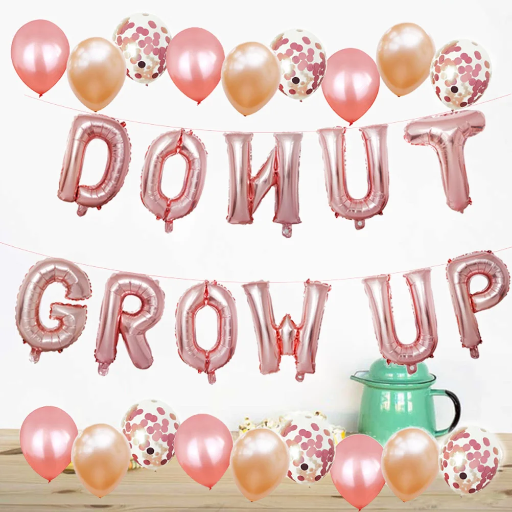 

Kid Birthday Balloon Creative Donut Grow Up Decor Balloon Set for Child Birthday Party Gathering (16inch)