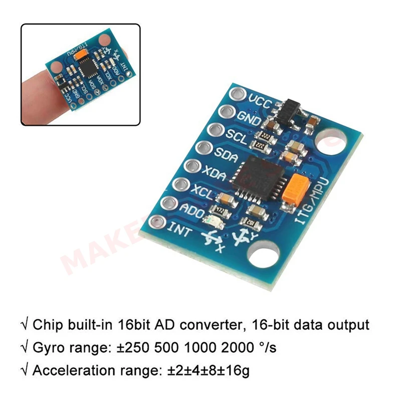 6Pcs GY-521 MPU-6050 MPU6050 Modul Kit,6 DOF MPU-6050 3 Axis Beschleunigungsmesser-technologie Gyroskop Sensor Modul 16Bit für Raspberry Pi