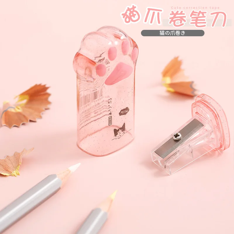 1 PC Kawaii Cute Novelty Cat Paw Pencil Sharpener School Supplies Stationery Items Student Prize for Kids Gift Back To School