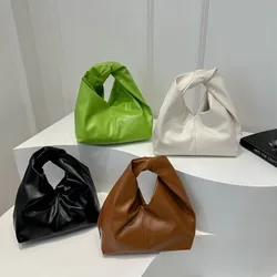 2024 New PU Leather Tote Bags for Women Luxury Niche Design Hobo Bag Women Handbag Simple Pleated Stylish Clutch Bag