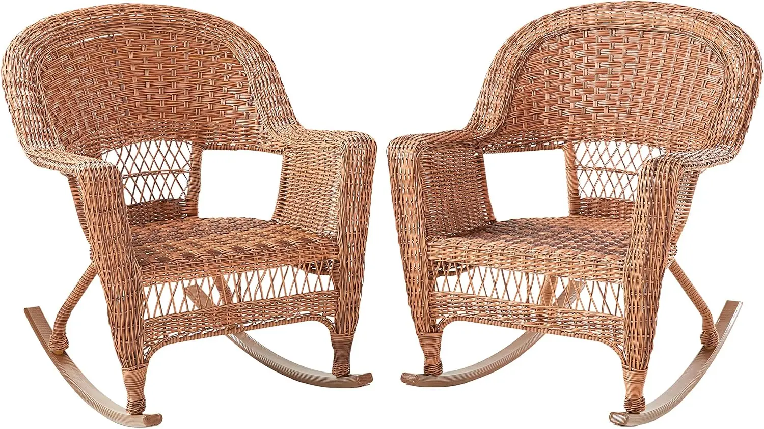 Set of 2 Wicker Rocker Chairs, All weather resin wicker Sofa Set for Garden, Pool, Backyard