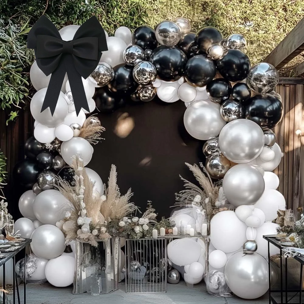 30/50/75 cm große schwarze Schleife, Kokette, schwarze Schleife für Geburtstagsfeier, Hintergrund, Babyparty, Valentinstag, Brautparty-Dekoration – Detail 1