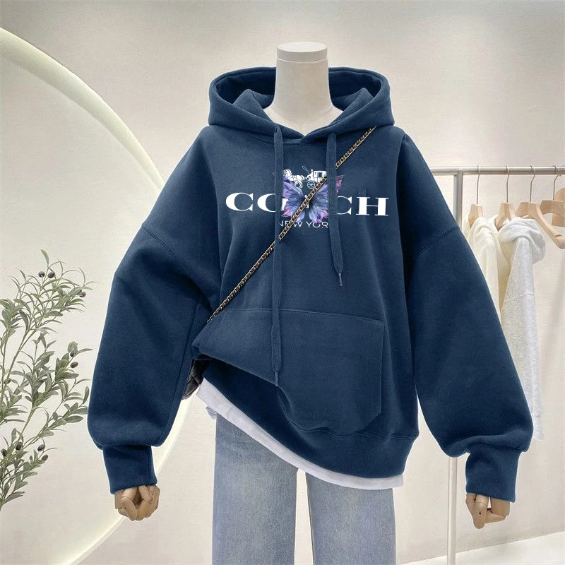 Fall Winter Hot Sale Clothing Women\'s O-Neck Hoodie Harajuku Style Hooded Pullover Fashion Print Long Sleeve SweatshirtTracksuit