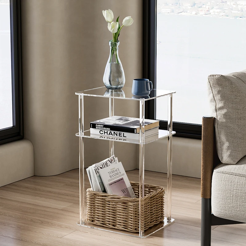 

Three-layer transparent acrylic coffee table light luxury side table living room high-end minimalist Nordic office table
