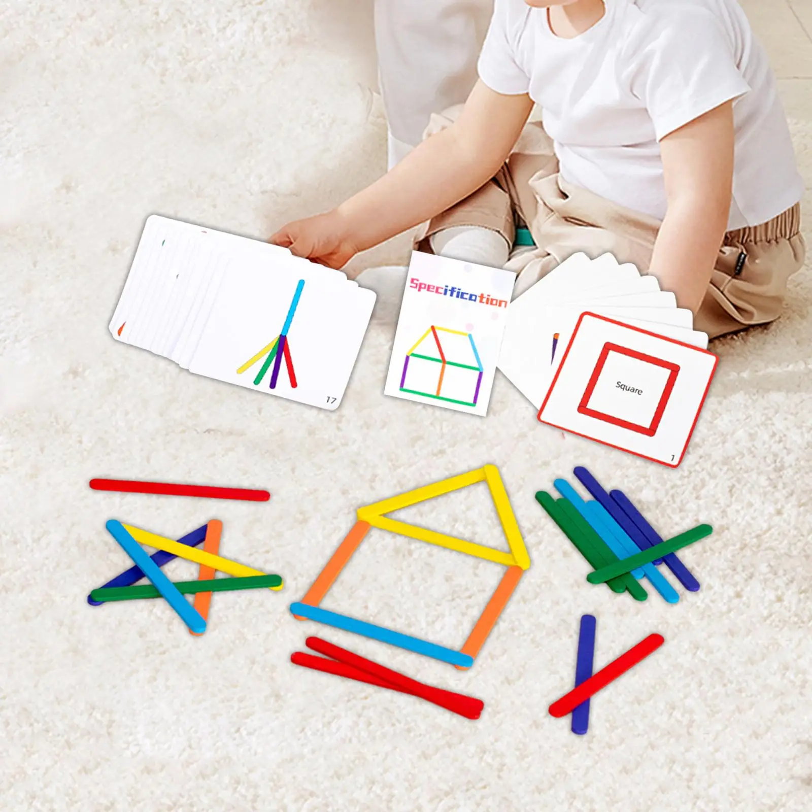 Kids Colorful Sticks Puzzle Set Wooden Sticks Puzzle Sensory Toy Montessori Toys for 3 4 5 Year Old for Parties