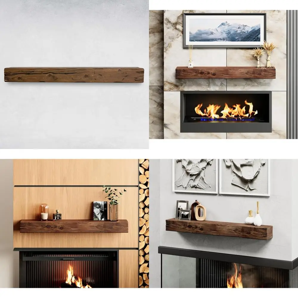 

Rustic Modern Floating Wood Shelf, Distressed Style, 60 Long, Provincial Design