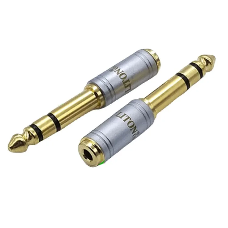 Gold plated microphone microphone headphone 3.5mm female hole turn 6.35 6.5mm male plug small turn large