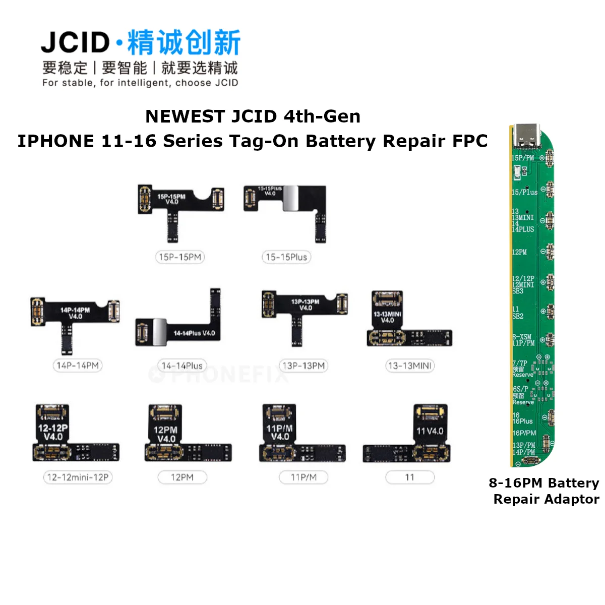 JCID Original Battery Tag on Repair FPC Cable 4th Gen for IPhone 11-17 Pro Max Battery Warning Removing Health Repair Flex Tools