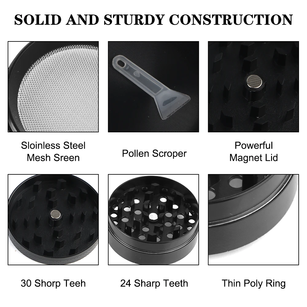 سبائك الألومنيوم التبغ طاحونة التوابل القاطع 40 مللي متر 50 مللي متر 4-Layer أحدث البرق على شكل التدخين عشب القاطع أدوات يدوية المحمولة