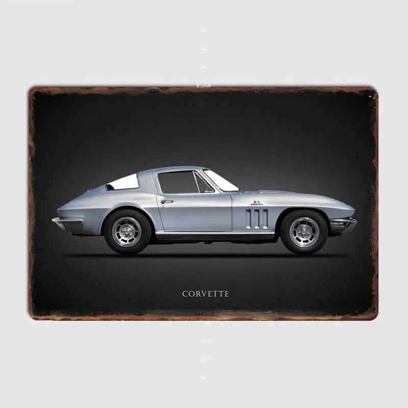

Luxury Sports Car Silver C3 Classic Vintage Car Metal Sign Poster Retro Garage Room Wall Decor Custom Sign Vintage Home Decor
