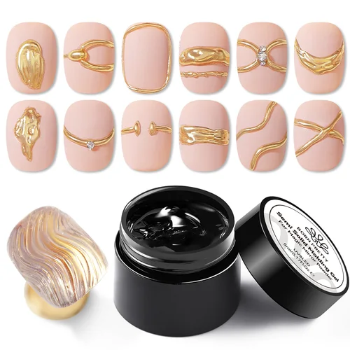 BORN PRETTY 5ml Gel de modelado sólido esmalte de uñas pintura de Metal 3D arte de uñas tallado pegamento de diamantes de imitación remojo UV Semi sin Gel de limpieza