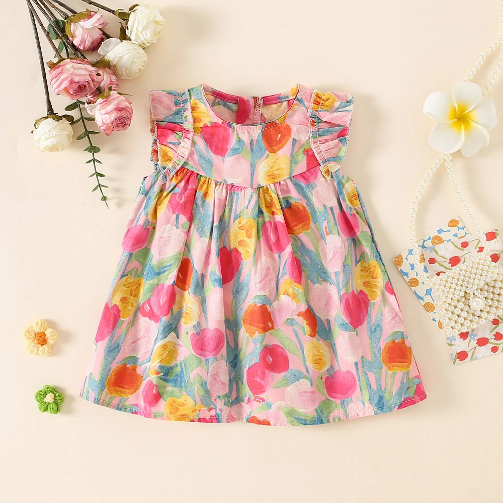 New Summer Girls\' Dress Fragmented Flower Skirt Multi Color Tank Top Skirt Children\'S Sleeveless Skirt Sweet Children\'S Wear