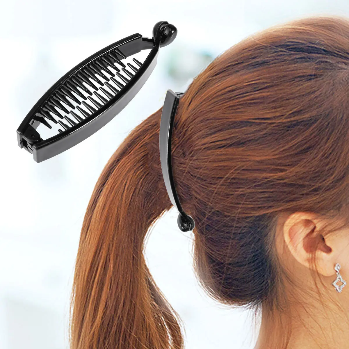 

10pcs Wide Banana Shiny Varnish Strong Hold Ponytail Claw For Long Day Office Use Hair Clip Claw Long Hair