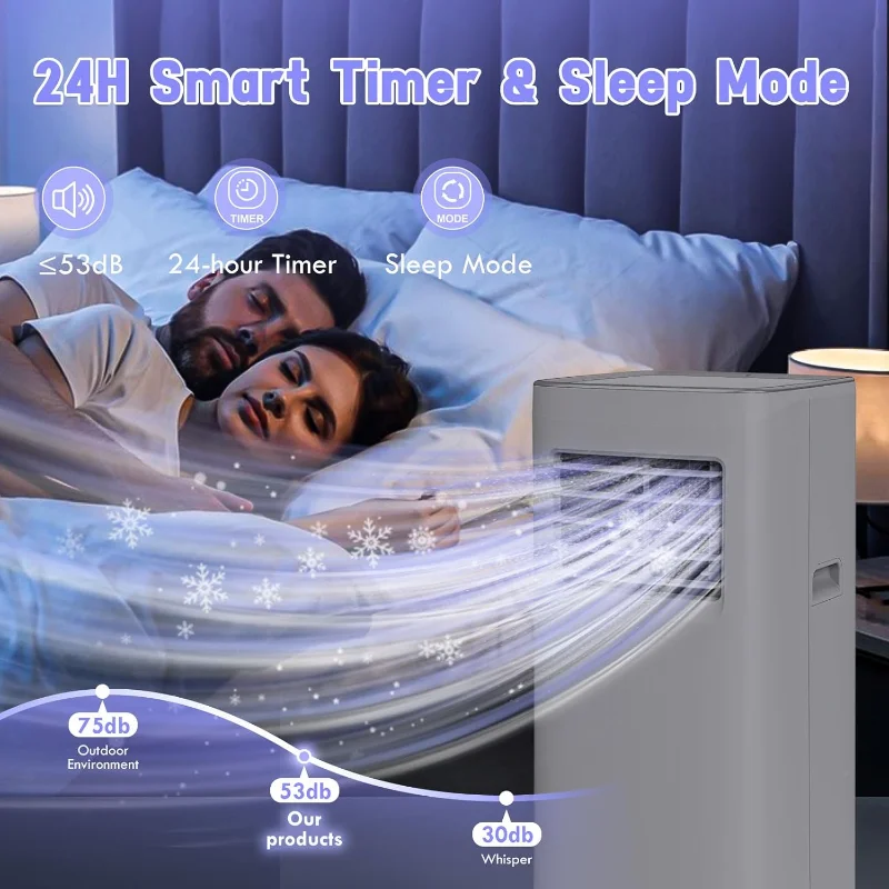 مكيف هواء محمول 8500 وحدة حرارية بريطانية 3 في 1 مع وحدة تيار متردد ومزيل الرطوبة مع جهاز تحكم عن بعد LED حتى 450 قدم مربع.