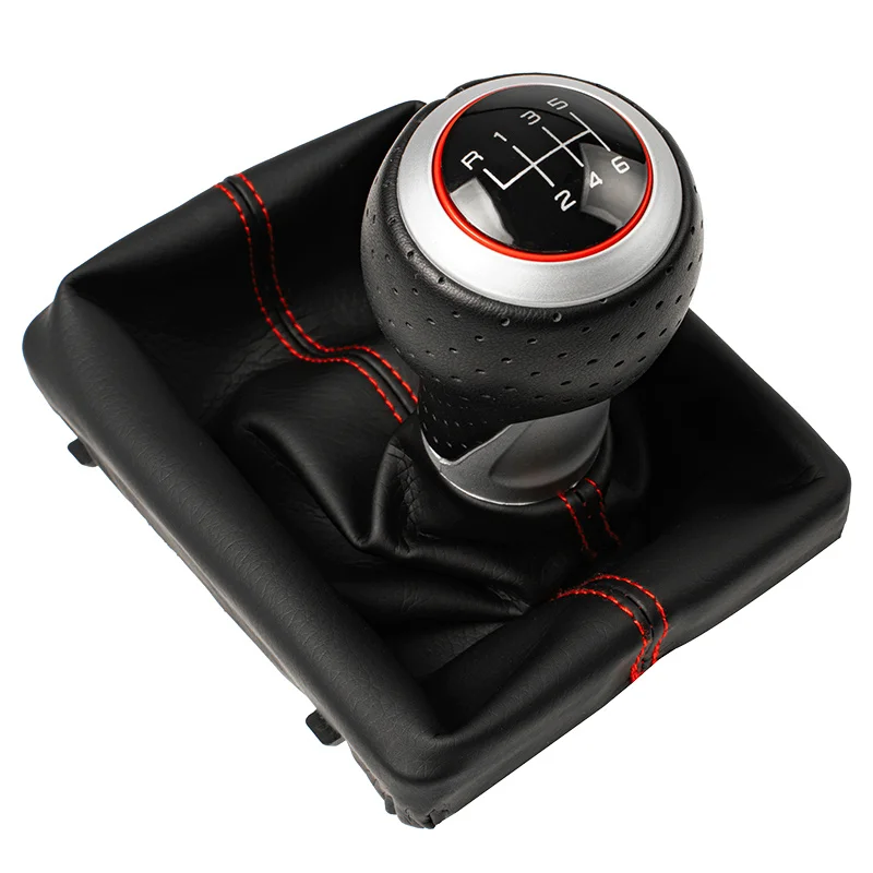 For Audi A6 C6 2004-2012 5/6 Speed Gear Shift Knob Handle Head Lever Stick Pen Pu Leather Gaiter Boot Cover Case Car Accessories