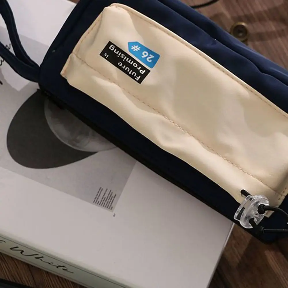 New Large Capacity Pencil Case Multi-layer Canvas Pen Bag with Handle Stationery Storage Pouch