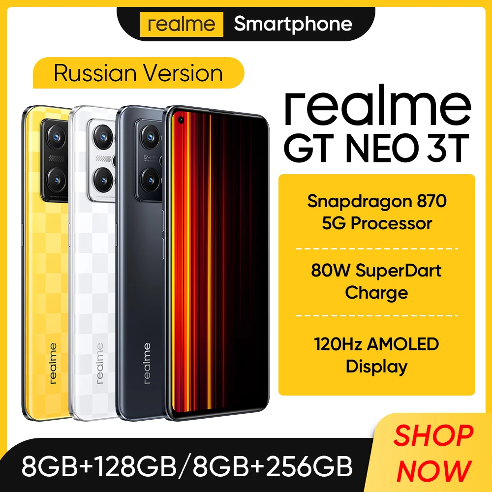 【Special Offer】realme GT NEO 3T 5G Snapdragon 870 Octa Core 80W Charge 120Hz 6.62\