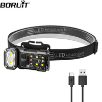 BORUiT Rotatable keychain Flashlight Sensor Headlight 800LM Type-C Rechargeable Work Light With Magnet Clip Camping Lantern