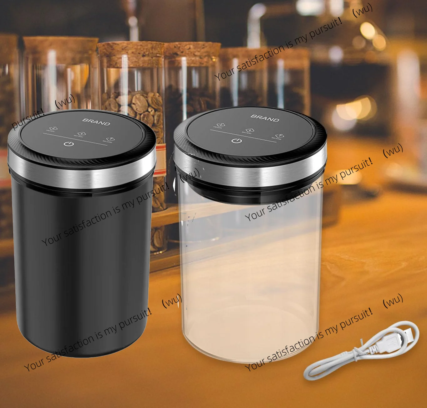 

Automatic Vacuum Coffee Canister Coffee Canister Airtight Glass Jar Food Storage Container for Cereal Beans Sugar Dry Food Snack