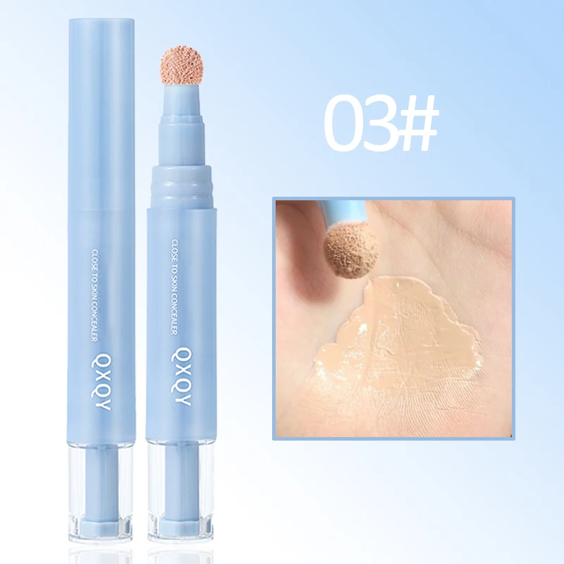 QXQY 薄型コンシーラークリーム エアクッション 毛玉スポンジヘッドコンシーラー リキッドペン 目じりを明るくし、黒ずんだ目をカバー