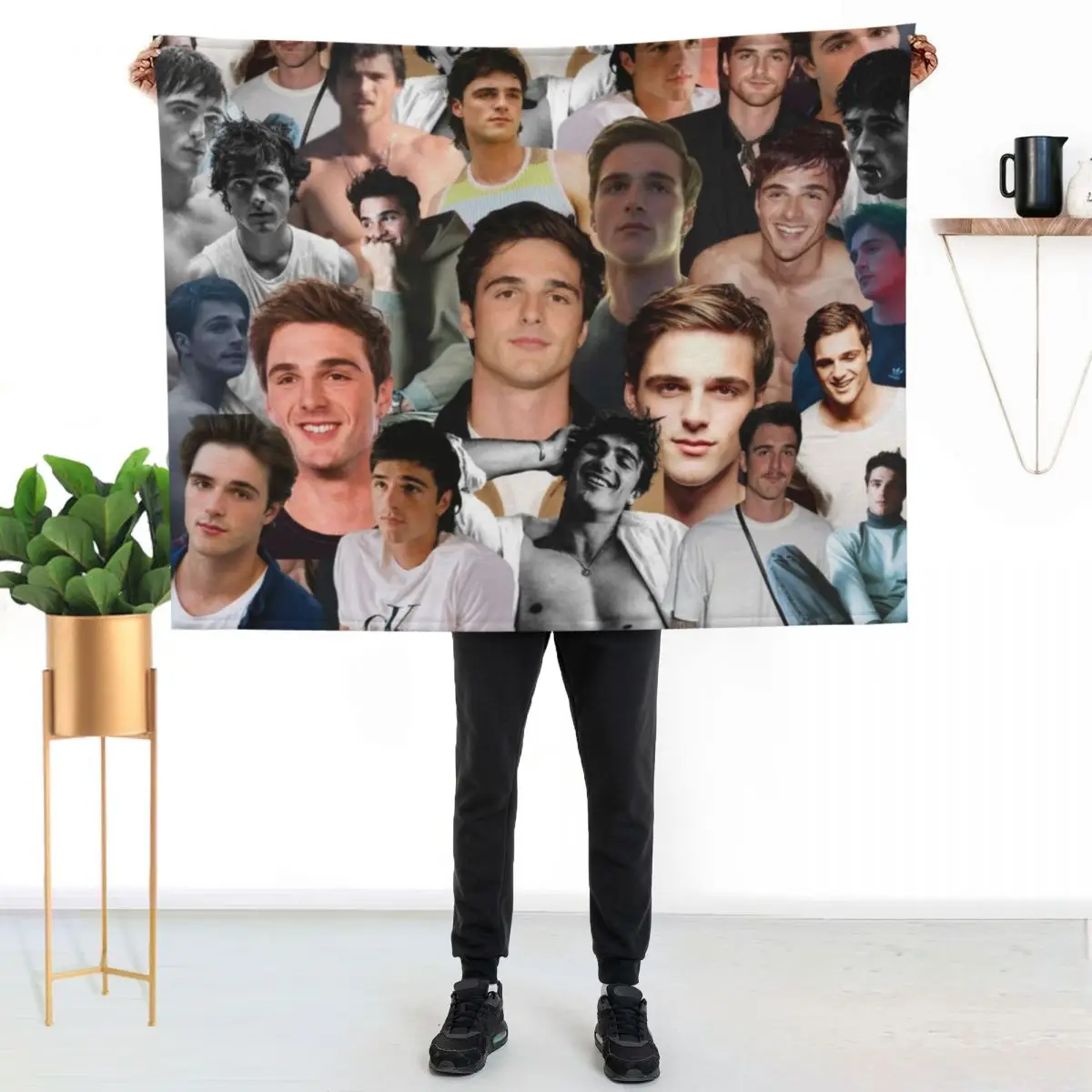 Jacob Elordi photo Collage Throw Blanket Shaggy Furry Soft Blanket for Bedroom Living Room