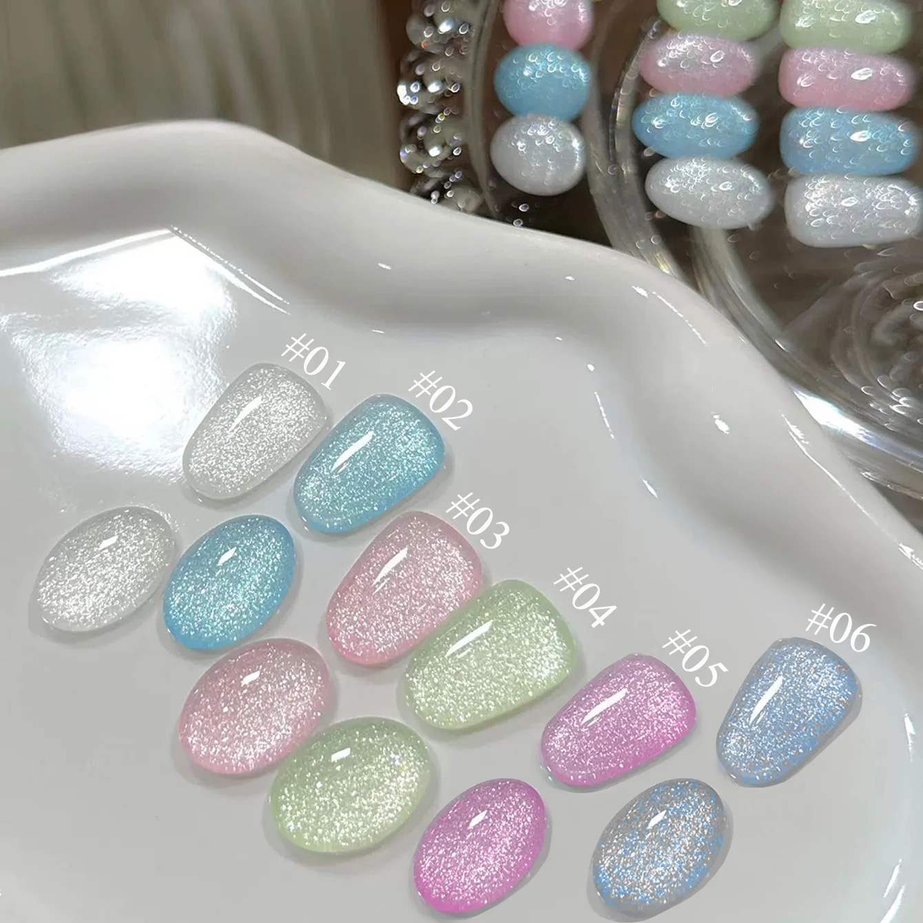 

1pcs PSK Dreamy Wedding Dress Fine Sparkling Gel Nail Polish 2025 Whitening Popular Pink Green Blue Glitter Crushed Diamond Gel
