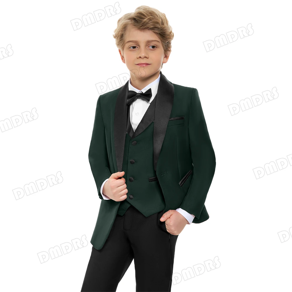 Regular Fit Boy\'s Formal Suit Set, 4 Pieces Smart Suits For Kid From 3 To 14 Years Shawl Neck Wedding Guest Outfit For Children