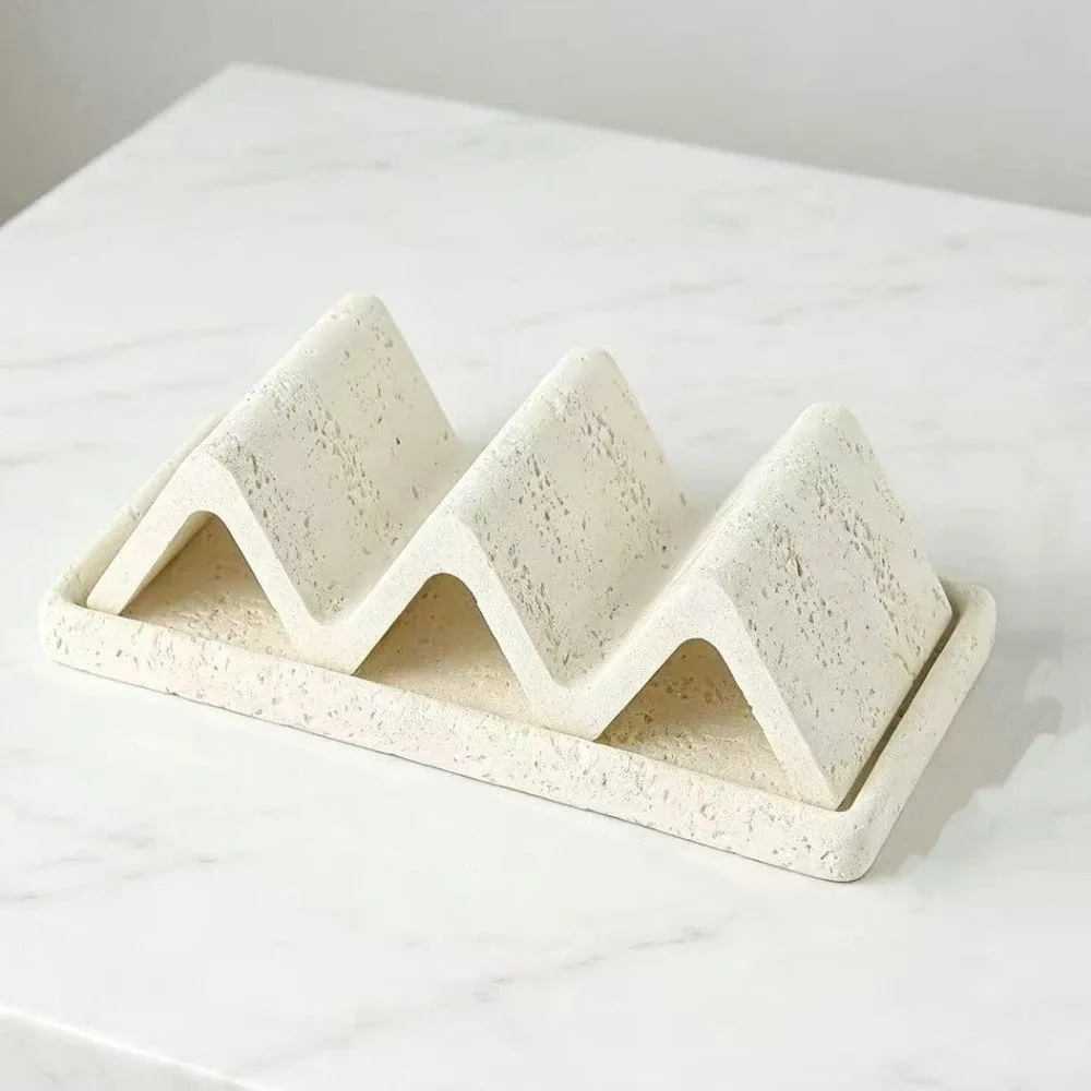 Retro Japanese Style Soap Dish Wave Shaped Minimalist Soap Storage Box Sandstone with Drainage Soap Tray Hotel Bathroom