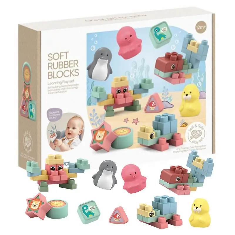 

Toddler Building Toys Soft Blocks Baby Building Set Chewable Sensory Toys STEM Kits Educational Toys Fine Motor Skills Preschool