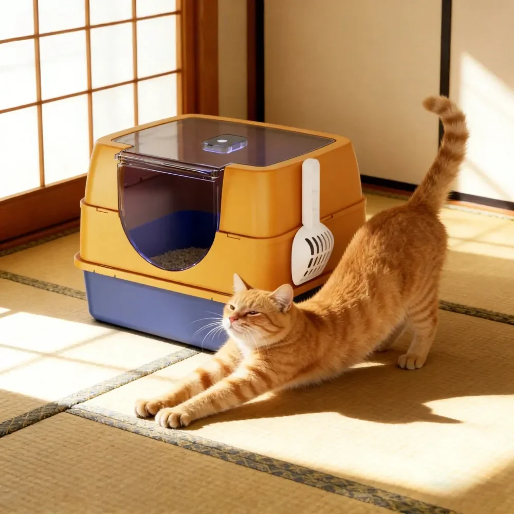 Cat Litter Box Litter Box Cat AccessoriesStainless Steel Plastic Cat Litter Box With Lid, Extra Large Enclosed Metal Litter Box