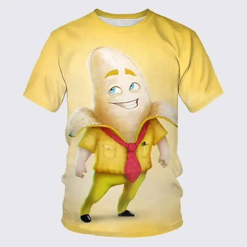 Summer Men and Woman T-shirt Fun Banana Fruit Cartoon 3D Printing O-neck Tee Unisex Fashion Casual Oversized Short sleeved Top