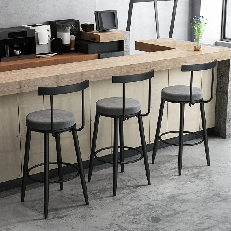 Sillas de Bar de lujo nórdicas, dormitorio moderno, sillas de Bar de diseño Para exteriores, sala de estar, tocador gris, Taburete Alto Para Cocina, muebles