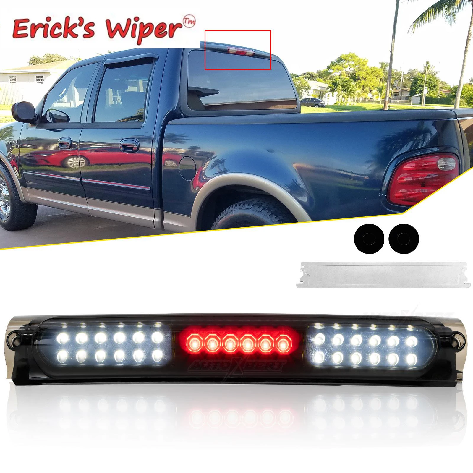 For Ford F150 1997 - 2003 Heritage Excursion LED Third Brake Light Cargo 3rd High Mount Stop Light Black Housing Smoke Lens