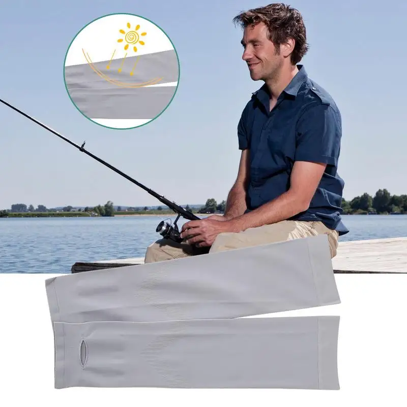 Penutup Lengan Pendingin Uniseks Olahraga Lari Perlindungan UV Matahari Luar Ruangan Pria Memancing Bersepeda Lengan Lengan Sutra Es Sejuk