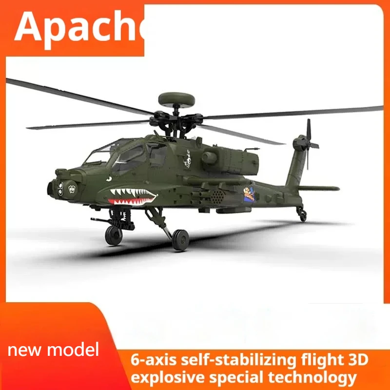 2024 New Feather Apache Armed Remote Control Helicopter 3d Violent Flying Inverted 6-Channel 1: 32 Model Simulation Uav