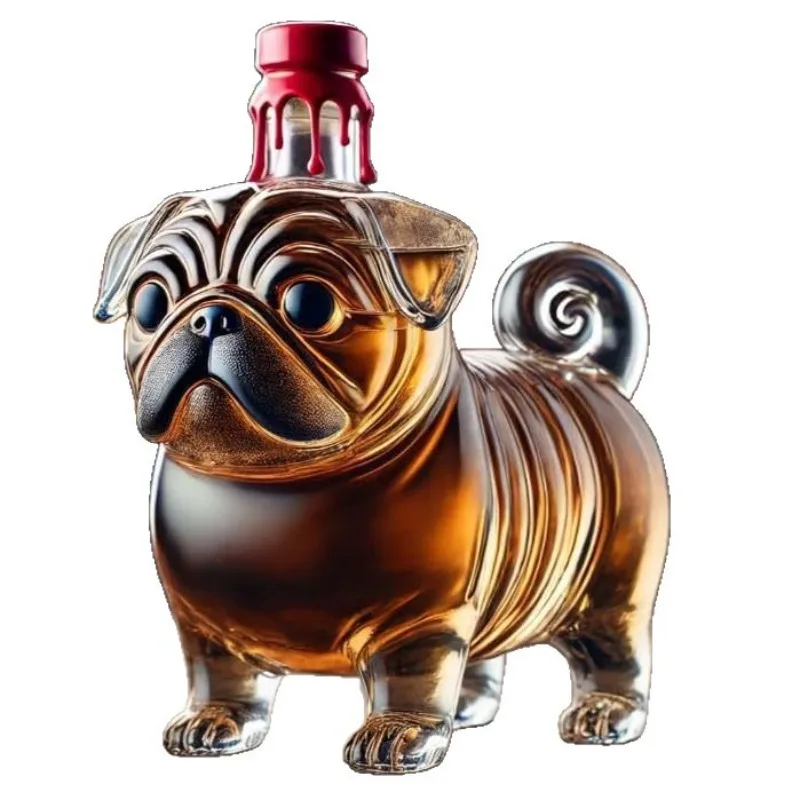 Transparent Whiskey Hanger Pug Shaped Glass Hanger Wine Bottle Brandy Vodka Beer Bar Utensils Home Decoration