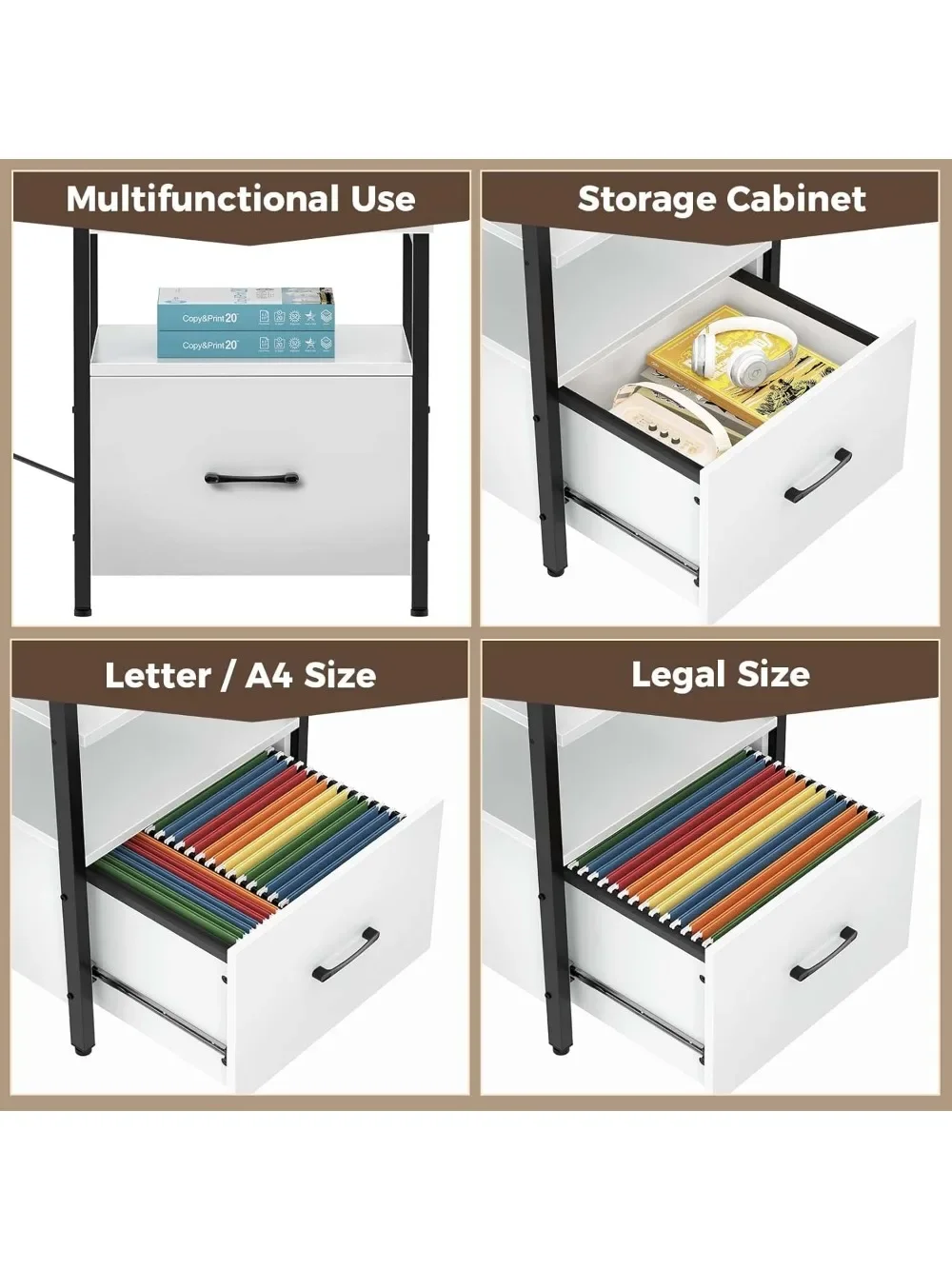 Computer Corner Desk with File Cabinet, Gaming Desk with Monitor Shelf, Home Office Desk