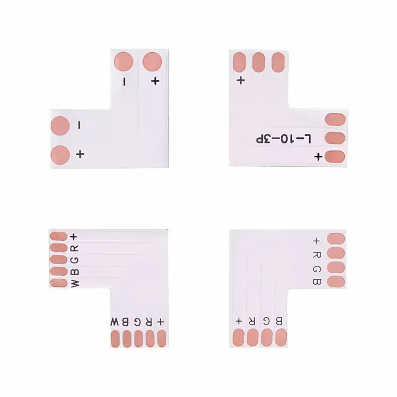 

2PIN 3PIN 4PIN 5PIN Free Soldering LED Strip Connector L Shape Corner Connect For 10mm WS2812 WS2811 5050 RGB SMD Light Tape