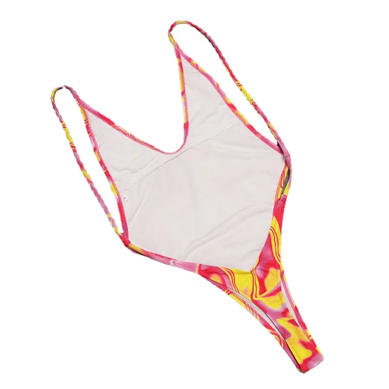 Bikini Comercio exterior Nuevo Bikini Sexy Color neón Retoque Espalda descubierta Traje de baño de una pieza para mujer Cw70195