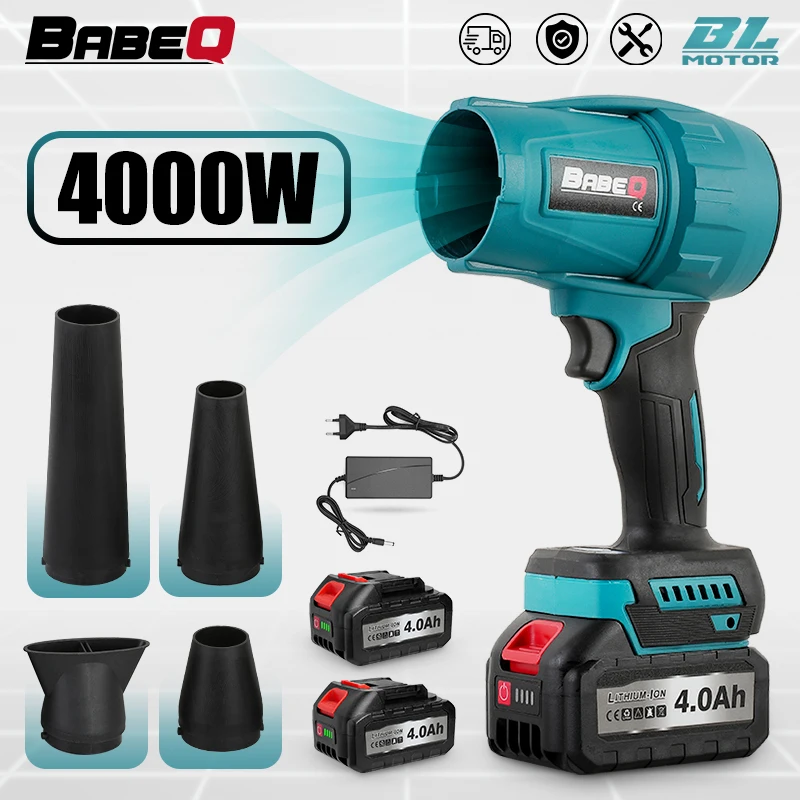 

4000W Handheld Turbo Blower Jet Fan 400M/S Strong Wind Leaf Turbo Jet Fan Handheld Air Blower for Makita 18V 20 21V Battery Pins