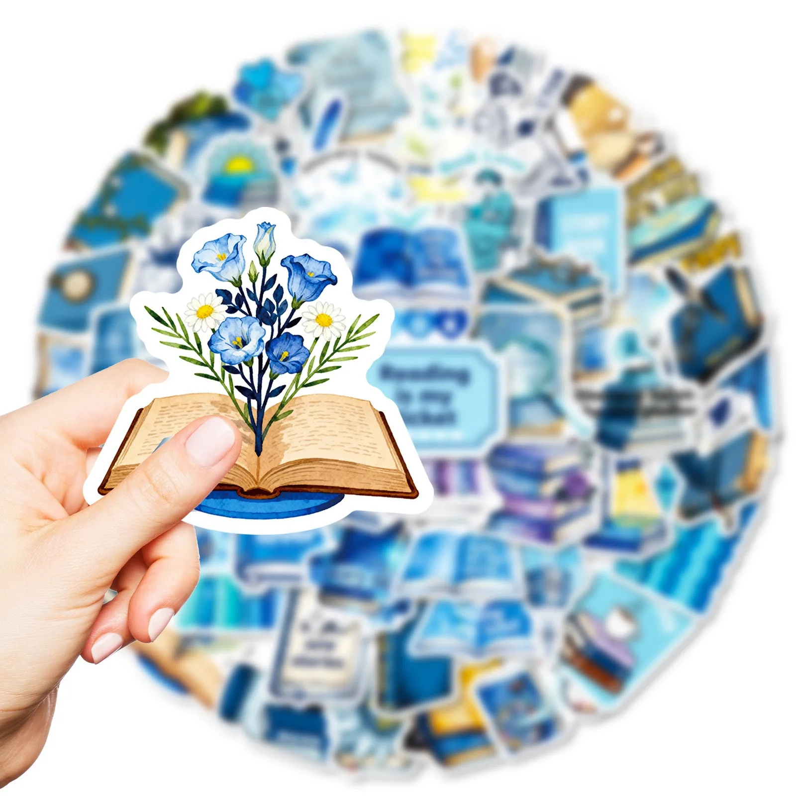 56 個ブルーリーディングブックブックイッシュステッカー Kindle 美的ガールズインステッカースクラップブッキングラップトップ電話文具子供のおもちゃギフト