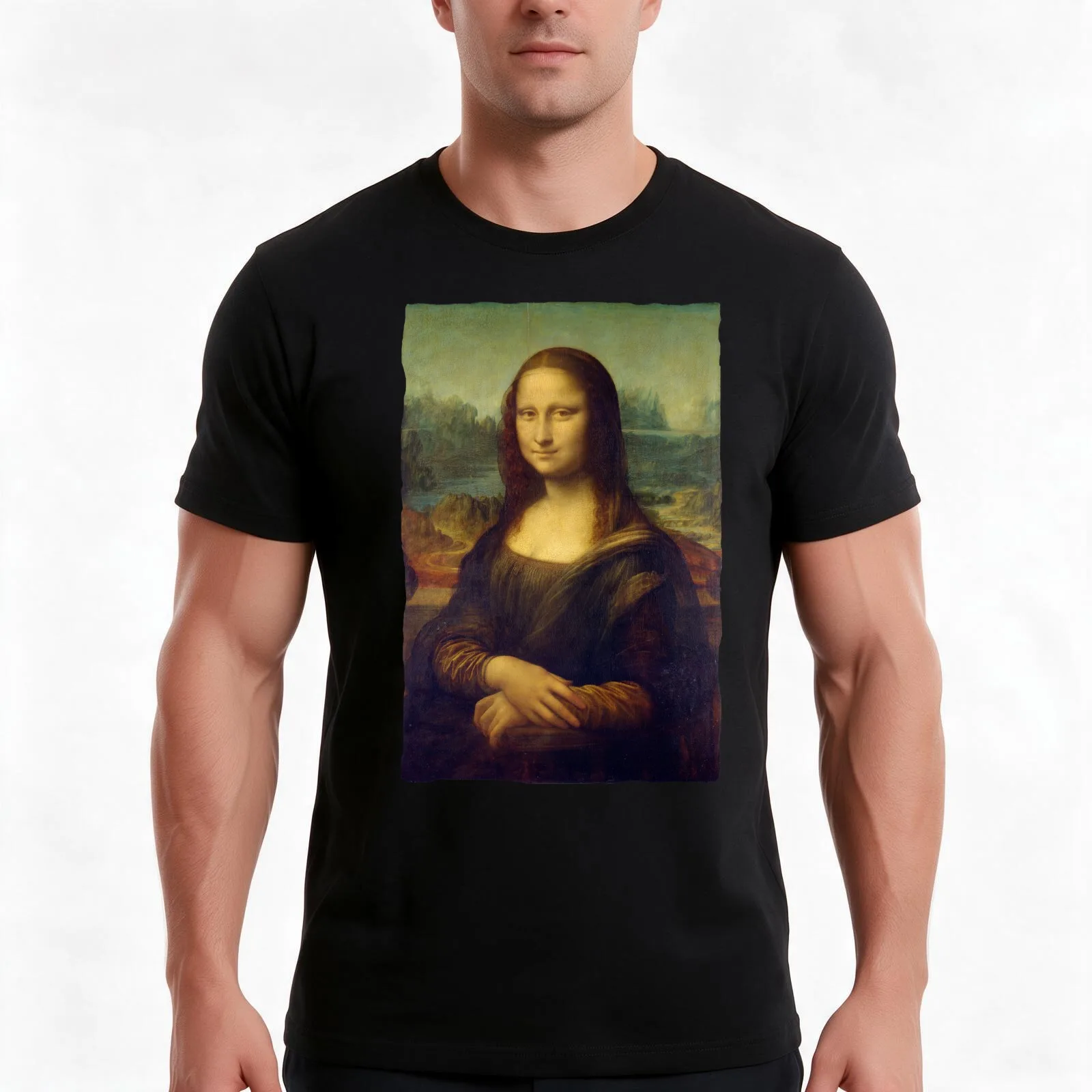 MONA LISA DAVINCI PAINTING LA JOCONDE classic italian painter famous woman vintage style medieval women T-Shirt, 100% Cotton
