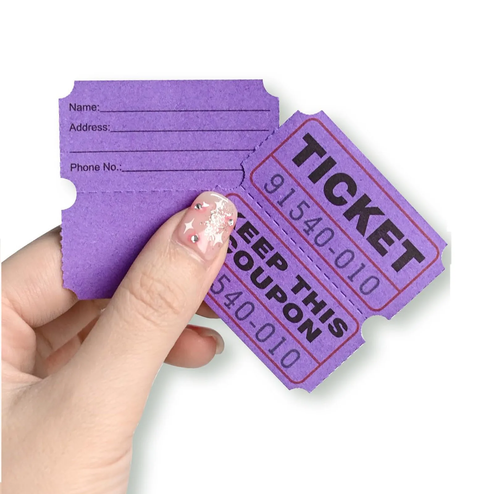  تذاكر القبول الملونة القابلة للتمزيق السائبة 500 قطعة/لفة كوبونات الأحداث مجموعة جائزة اليانصيب السحب رسم التذاكر 1/5/10 لفات #4