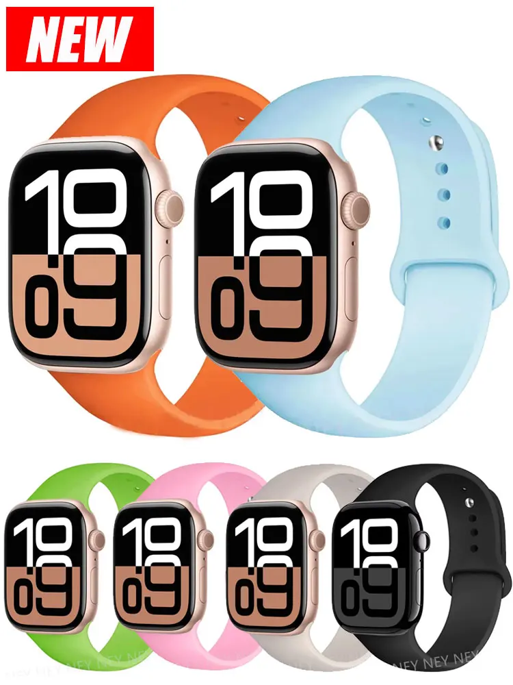 Silicone Band For Apple Watch strap 44mm 40mm 45mm 41-42-38mm 45 mm sport bracelet iwatch series 10 8 7 6 5 4 3SE 9 Ultra 2 49mm