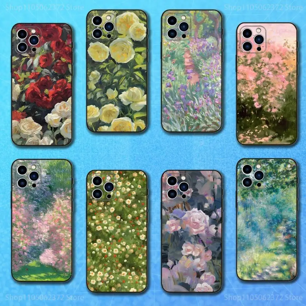 

Rose Art Oil Painting Phone Case For iPhone 17,16,15,14,13,12,11 Plus,Pro Max,XS,X,XR,SE,Mini,8,7,Soft Silicone Black Cover