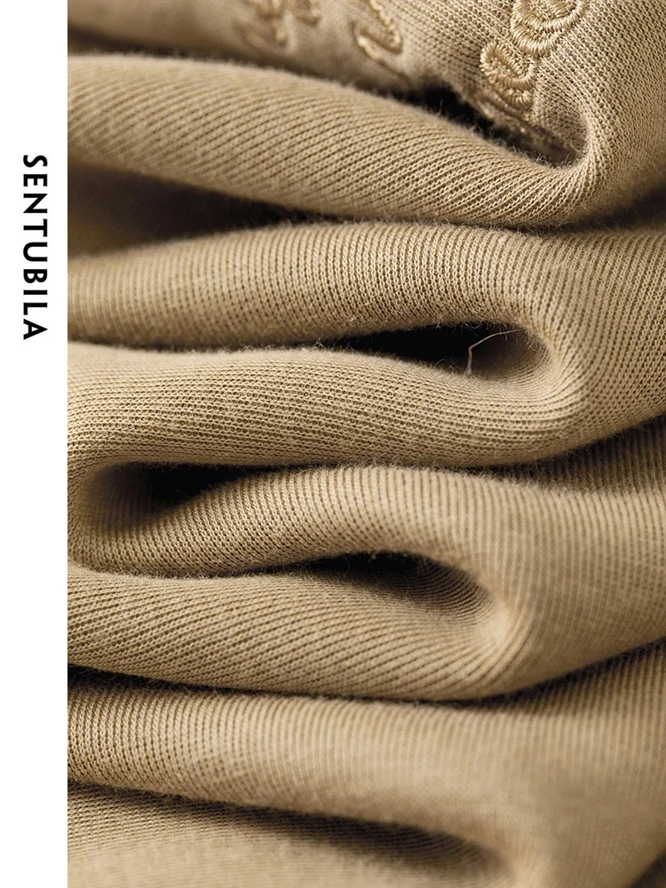SENTUBILA femmes coton sweat ensemble 2025 automne lettre broderie hauts mode sirène jupe 2 pièces ensemble Match ensemble 143Z56391