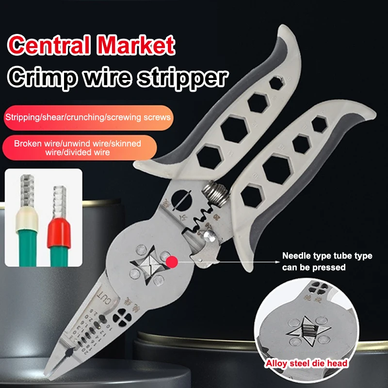 

All-in-one Electric Wire Processing Plier Wire Stripping Separating Cutting Crimping Tool Electrical Construction Supplies