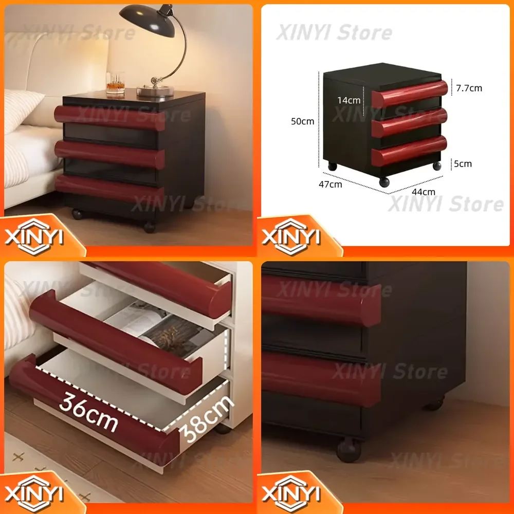 Plastic Italian Nightstand for Modern Bedroom Hidden Storage Simple Unique Design Aesthetic Mesitas De Noche Home Furniture